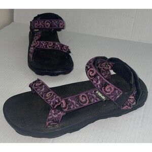Teva Sandals Womens Size 6  Black Purple Strappy Walking Hook Loop Hiking Casual
